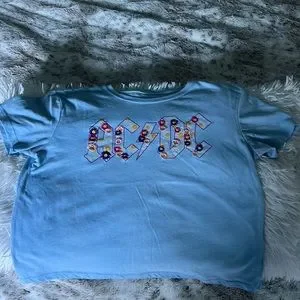 Tops | Ac Dc Baby Blue Tee Crop Size Small Super Soft Embroidered ...